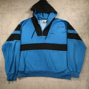 Vintage 80s 90s MacGregor Hoodie Sweatshirt Mens XL Blue Colorblock 1/4 Zip